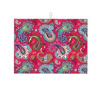 Tappetino scolapiatti in microfibra con motivo cachemire dai colori vivaci, grande tappetino scolapiatti per bancone della cucina, tappetino super assorbente, tappetino scolapiatti facile da pulire