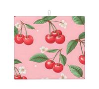 Tappetino scolapiatti in microfibra con motivo floreale a foglia di ciliegio, 16x18 cm, assorbente, per lavello da cucina, per accessori da cucina