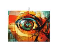 Tappetino scolapiatti in microfibra con motivo montagne dagli occhi colorati, riutilizzabile, lavabile, per accessori da cucina, 45,7 x 61 cm