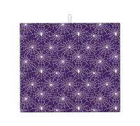 Tappetino scolapiatti in microfibra con motivo ragnatela viola, per bancone della cucina, lavabile in lavatrice, super assorbente, 40,6 x 45,7 cm
