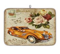 Tappetino scolapiatti in microfibra con motivo vintage a cartolina e fiori, assorbente, per cucina, cucchiaio, piatto di vetro, 40,6 x 45,7 cm