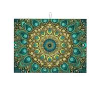 Tappetino scolapiatti in microfibra con simbolo della coda di pavone, riutilizzabile, lavabile, per accessori da cucina, 45,7 x 61 cm