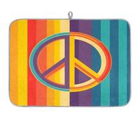 Tappetino scolapiatti in microfibra con simbolo della pace arcobaleno, tappetino assorbente per scolapiatti per cucina, cucchiaio, piatto di vetro, 45,7 x 60,9 cm