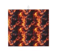 Tappetino scolapiatti in microfibra con stampa a fiamma rossa, per bancone della cucina, lavabile in lavatrice, super assorbente, 40,6 x 45,7 cm