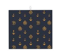 Tappetino scolapiatti in microfibra con stampa a forma di timone di nave per bancone della cucina, lavabile in lavatrice, super assorbente, 40,6 x 45,7 cm