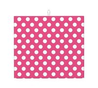 Tappetino scolapiatti in microfibra con stampa a pois rosa acceso, per bancone della cucina, lavabile in lavatrice, super assorbente, 40,6 x 45,7 cm