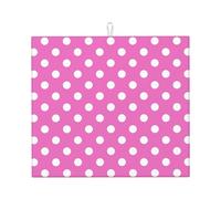 Tappetino scolapiatti in microfibra con stampa a pois rosa acceso per bancone della cucina, lavabile in lavatrice, tappetino per scolapiatti super assorbente, 40,6 x 45,7 cm