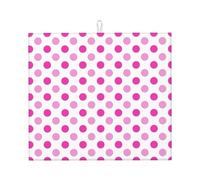 Tappetino scolapiatti in microfibra con stampa a pois rosa acceso per bancone della cucina, lavabile in lavatrice, tappetino per scolapiatti super assorbente, 40,6 x 45,7 cm