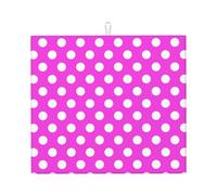 Tappetino scolapiatti in microfibra con stampa a pois rosa acceso, per bancone della cucina, lavabile in lavatrice, super assorbente, 40,6 x 45,7 cm
