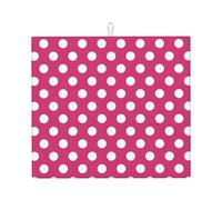 Tappetino scolapiatti in microfibra con stampa a pois rosa acceso per bancone della cucina, lavabile in lavatrice, tappetino per scolapiatti super assorbente, 40,6 x 45,7 cm