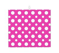 Tappetino scolapiatti in microfibra con stampa a pois rosa acceso per bancone della cucina, lavabile in lavatrice, tappetino per scolapiatti super assorbente, 40,6 x 45,7 cm