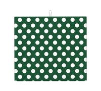 Tappetino scolapiatti in microfibra con stampa a pois verde foresta per bancone della cucina, lavabile in lavatrice, tappetino per scolapiatti super assorbente, 40,6 x 45,7 cm
