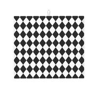 Tappetino scolapiatti in microfibra con stampa arlecchino nero e bianco, per bancone della cucina, lavabile in lavatrice, super assorbente, 40,6 x 45,7 cm
