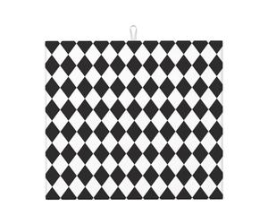 Tappetino scolapiatti in microfibra con stampa arlecchino nero e bianco, per bancone della cucina, lavabile in lavatrice, super assorbente, 40,6 x 45,7 cm