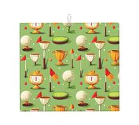 Tappetino scolapiatti in microfibra con stampa con bandiera da golf, per bancone della cucina, lavabile in lavatrice, super assorbente, 40,6 x 45,7 cm
