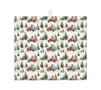 Tappetino scolapiatti in microfibra con stampa di camion della foresta retrò, per bancone della cucina, lavabile in lavatrice, super assorbente, 40,6 x 45,7 cm