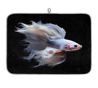 Tappetino scolapiatti in microfibra con stampa di pesce combattente, assorbente, scolapiatti per cucina, cucchiaio, piatto di vetro, 40,6 x 45,7 cm
