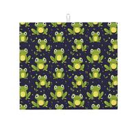 Tappetino scolapiatti in microfibra con stampa di rana carina verde, per bancone della cucina, lavabile in lavatrice, super assorbente, 40,6 x 45,7 cm