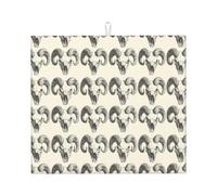 Tappetino scolapiatti in microfibra con stampa di teschio di capra, per bancone della cucina, lavabile in lavatrice, super assorbente, 40,6 x 45,7 cm