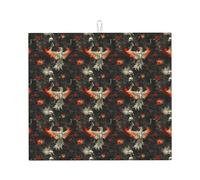 Tappetino scolapiatti in microfibra con stampa di teschio gotico e fiamma, per bancone della cucina, lavabile in lavatrice, super assorbente, 40,6 x 45,7 cm
