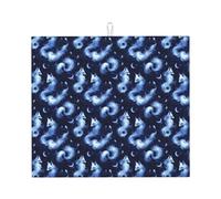 Tappetino scolapiatti in microfibra con stampa di volpe e luna, per bancone della cucina, lavabile in lavatrice, super assorbente, 40,6 x 45,7 cm