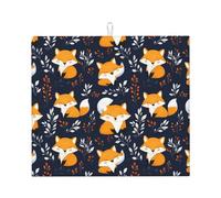 Tappetino scolapiatti in microfibra con stampa di volpe sorridente, per bancone della cucina, lavabile in lavatrice, super assorbente, 40,6 x 45,7 cm