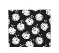 Tappetino scolapiatti in microfibra con stampa orologio da tasca vintage, per bancone della cucina, lavabile in lavatrice, super assorbente, 40,6 x 45,7 cm