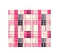 Tappetino scolapiatti in microfibra con stampa scozzese rosa alla moda per bancone della cucina, lavabile in lavatrice, super assorbente, 40,6 x 45,7 cm