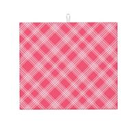 Tappetino scolapiatti in microfibra con stampa scozzese rosa bianca per bancone della cucina, lavabile in lavatrice, tappetino per scolapiatti super assorbente, 40,6 x 45,7 cm