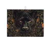 Tappetino scolapiatti in microfibra con testa di tigre nera, riutilizzabile, lavabile, per accessori da cucina, 45,7 x 61 cm