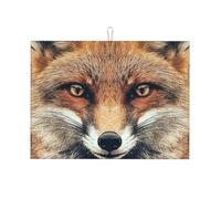 Tappetino scolapiatti in microfibra con testa di volpe ingrandita, riutilizzabile, lavabile, per accessori da cucina, 45,7 x 61 cm