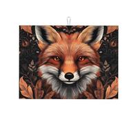 Tappetino scolapiatti in microfibra con testa di volpe, riutilizzabile, lavabile, per accessori da cucina, 45,7 x 61 cm