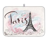 Tappetino scolapiatti in microfibra con Torre Eiffel di Parigi, Torre Eiffel, assorbente, scolapiatti per cucina, cucchiaio, piatto di vetro, 40,6 x 45,7 cm