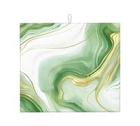 Tappetino scolapiatti in microfibra con trama in marmo verde bianco 16x18, assorbente, per lavello da cucina, per accessori da cucina