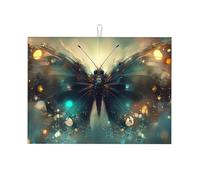 Tappetino scolapiatti in microfibra, grande, con frammenti di vetro e farfalle, riutilizzabile, lavabile, per accessori da cucina, 45,7 x 61 cm