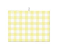 Tappetino scolapiatti in microfibra, grande scolapiatti per bancone da cucina, super assorbente, scacchiera giallo limone, 45,7 x 61 cm, facile da pulire