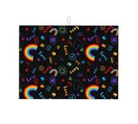 Tappetino scolapiatti in microfibra, grande tappetino scolapiatti per bancone della cucina, super assorbente, tappetino scolapiatti Cartoon Pride Lgbt, 45,7 x 61 cm, facile da pulire