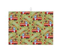 Tappetino scolapiatti in microfibra, grande tappetino scolapiatti per bancone della cucina, super assorbente, tappetino scolapiatti a forma di camion dei pompieri, 45,7 x 61 cm, facile da pulire