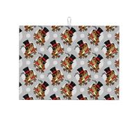 Tappetino scolapiatti in microfibra, grande tappetino scolapiatti per bancone della cucina, super assorbente, tappetino per scolapiatti divertente, con cappello a rana, 45,7 x 61 cm, facile da pulire