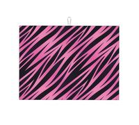 Tappetino scolapiatti in microfibra, grande tappetino scolapiatti per bancone della cucina, super assorbente, tappetino scolapiatti con stampa zebrata rosa nera a righe 45,7 x 61,7 cm, facile da