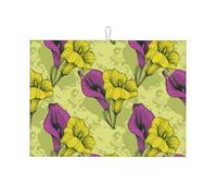 Tappetino scolapiatti in microfibra, grande tappetino scolapiatti per bancone della cucina, tappetino super assorbente, tappetino scolapiatti colorato con fiori di calle, 45,7 x 61 cm, facile da