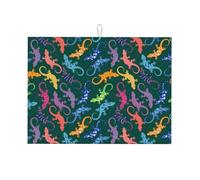 Tappetino scolapiatti in microfibra, grande tappetino scolapiatti per bancone della cucina, tappetino super assorbente, tappetino scolapiatti con lucertola tropicale, geco colorato, 45,7 x 61 cm