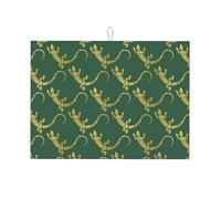 Tappetino scolapiatti in microfibra, grande tappetino scolapiatti per bancone della cucina, tappetino super assorbente, tappetino scolapiatti a forma di lucertola verde, 45,7 x 61 cm, facile da pulire