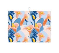 Tappetino scolapiatti in microfibra, grande tappetino scolapiatti per bancone della cucina, tappetino super assorbente, tappetino scolapiatti con fiori di calle arancioni, 45,7 x 61 cm, facile da