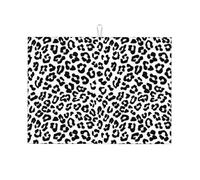 Tappetino scolapiatti in microfibra, grande tappetino scolapiatti per bancone della cucina, tappetino super assorbente, tappetino scolapiatti bianco nero leopardato alla moda 45,7 x 61 cm, facile da