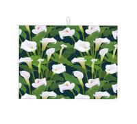 Tappetino scolapiatti in microfibra, grande tappetino scolapiatti per bancone della cucina, tappetino super assorbente, tappetino scolapiatti con fiori di calle, 45,7 x 61 cm, facile da pulire