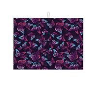 Tappetino scolapiatti in microfibra, grande tappetino scolapiatti per bancone della cucina, tappetino super assorbente, tappetino scolapiatti con farfalla viola, 45,7 x 61 cm, facile da pulire