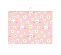 Tappetino scolapiatti in microfibra, grande tappetino scolapiatti per bancone della cucina, tappetino super assorbente, tappetino scolapiatti con coniglietto e margherite rosa, 45,7 x 61 cm, facile da