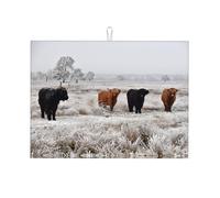 Tappetino scolapiatti in microfibra, motivo mucca, grande, per bancone della cucina, super assorbente, facile da pulire, 45 x 61 cm