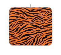 Tappetino scolapiatti in microfibra nero e arancione a righe tigre, tappetino scolapiatti per bar, accessori da cucina, 45,7 x 61 cm